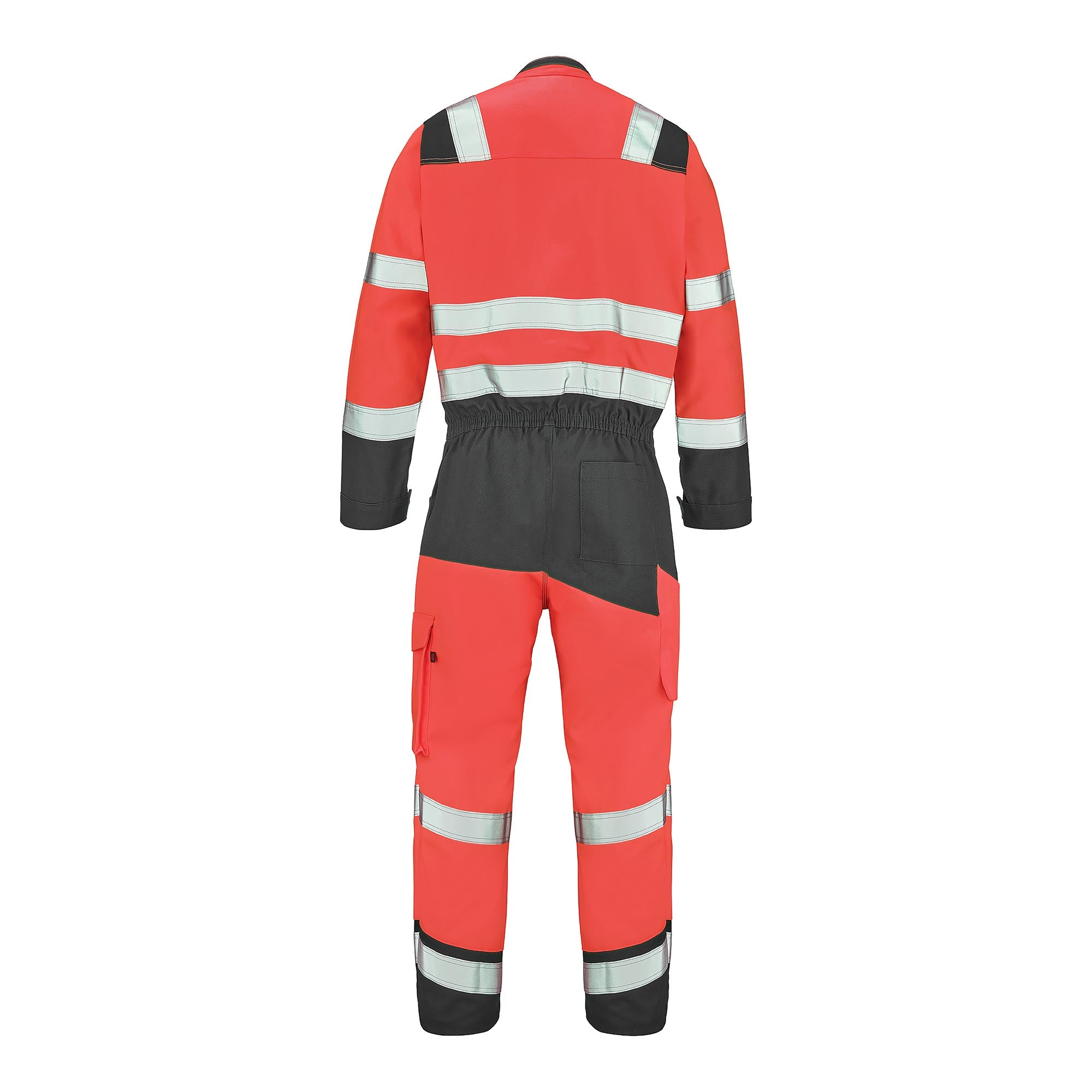 Combinaison 2 zip FLUO SAFE XP Rouge Fluo / Gris Convoy Haute Visibilité de la marque Cepovett Safety - Photo dos