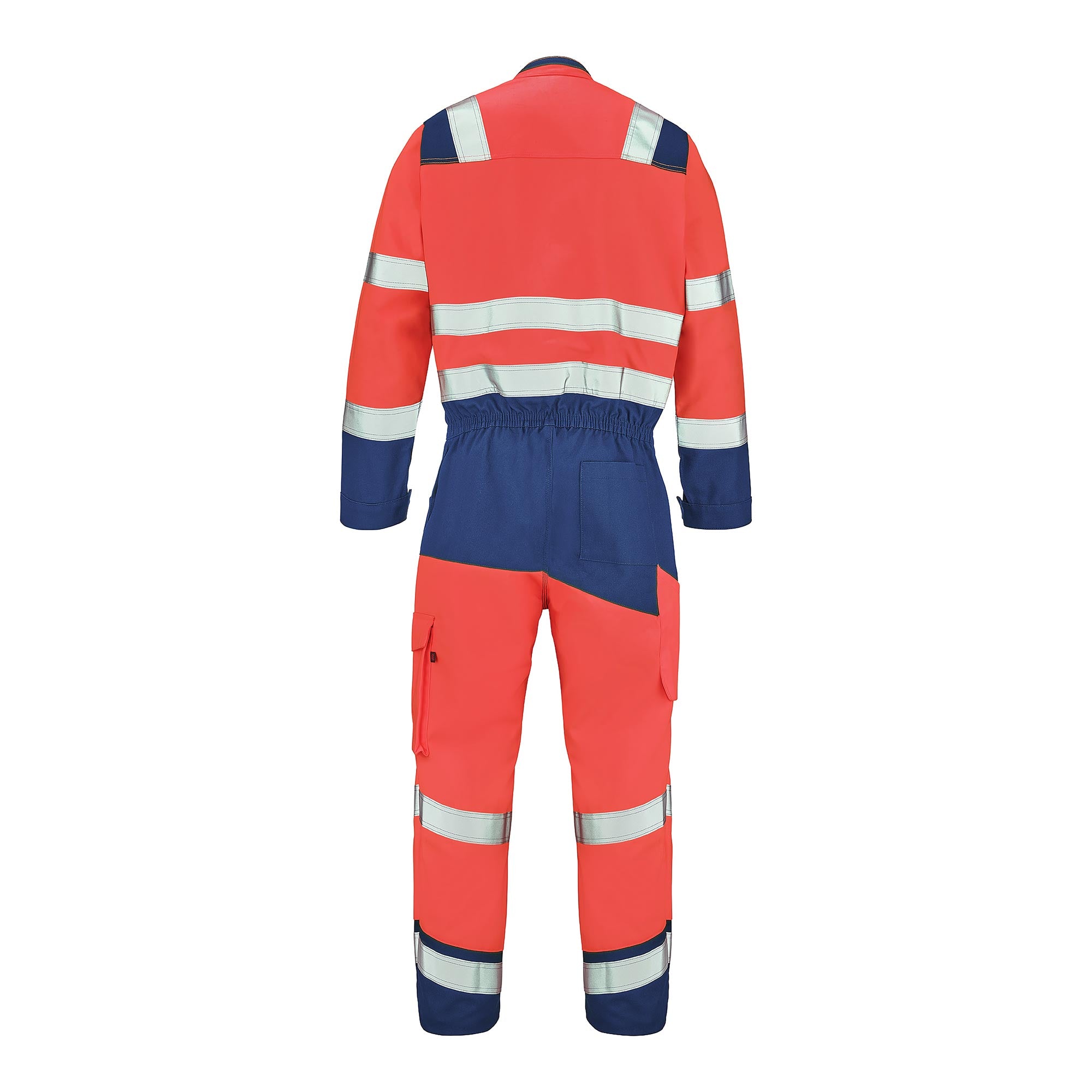 Combinaison 2 zip FLUO SAFE XP Rouge Fluo / Bleu Marine Haute Visibilité de la marque Cepovett Safety - Photo dos
