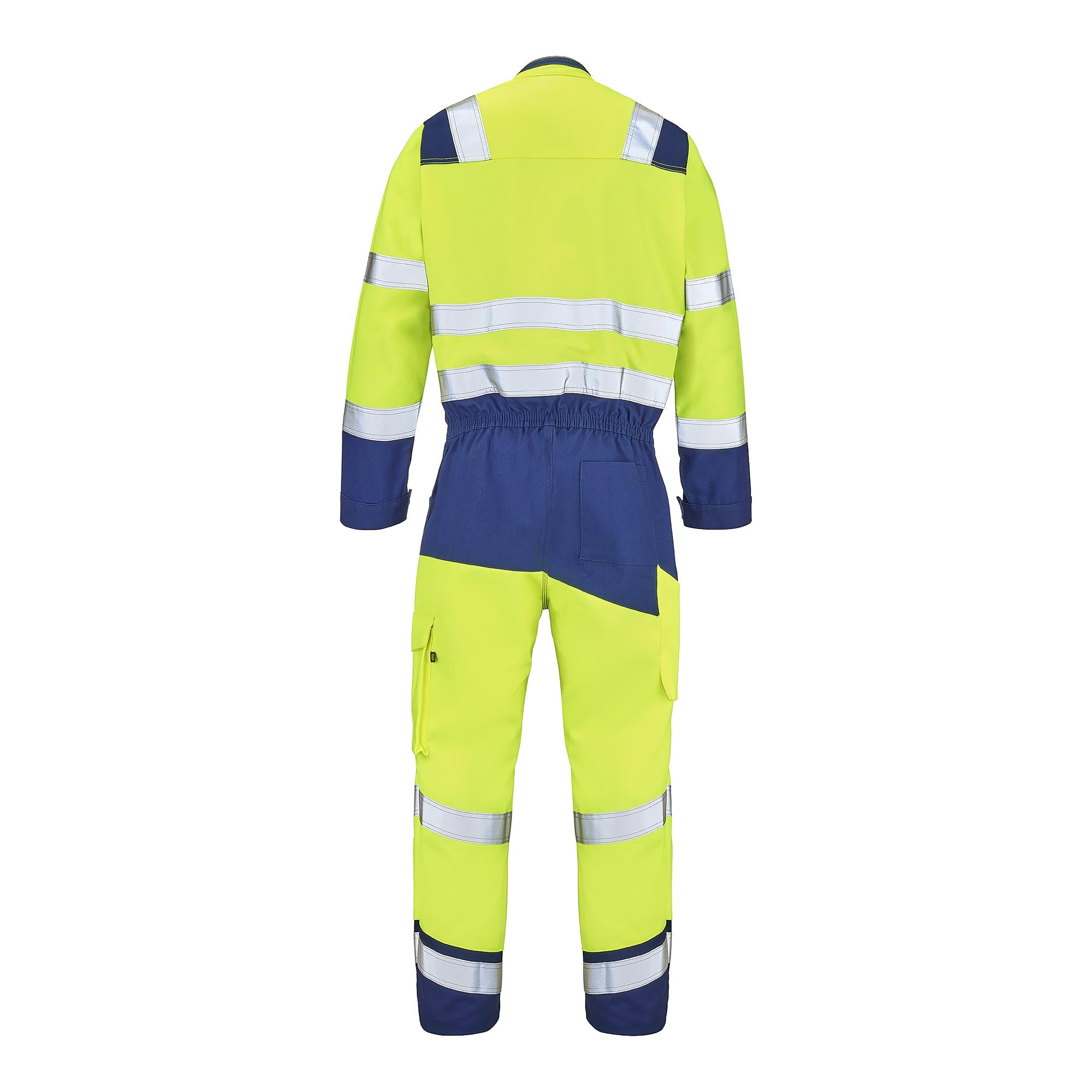 Combinaison 2 zip FLUO SAFE XP Jaune Fluo / Bleu Marine Haute Visibilité de la marque Cepovett Safety - Photo dos