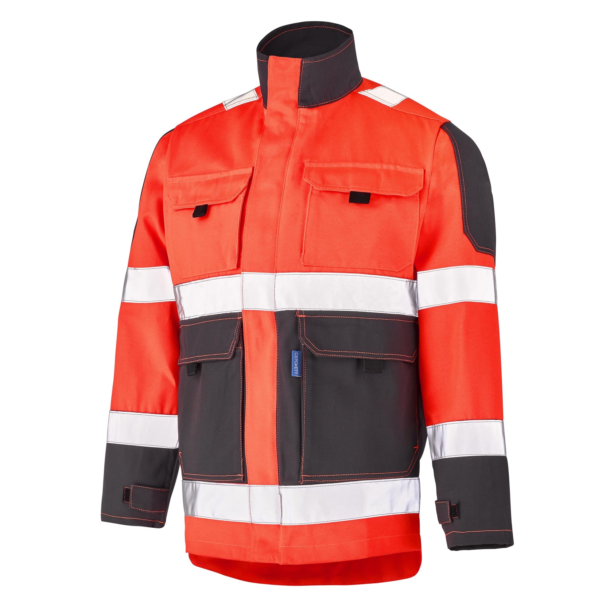 Blouson FLUO TECH Rouge Fluo / Gris Charcoal Haute Visibilité de la marque Cepovett Safety - Photo 3/4