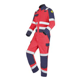 Combinaison 1 zip GALAN Rouge Fluo / Bleu Marine Multirisques de la marque Cepovett Safety - Photo 3/4