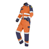 Combinaison 1 zip GALAN Orange Fluo / Bleu Marine Multirisques de la marque Cepovett Safety - Photo 3/4