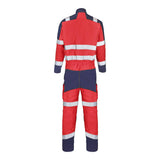 Combinaison 1 zip GALAN Rouge Fluo / Bleu Marine Multirisques de la marque Cepovett Safety - Photo dos