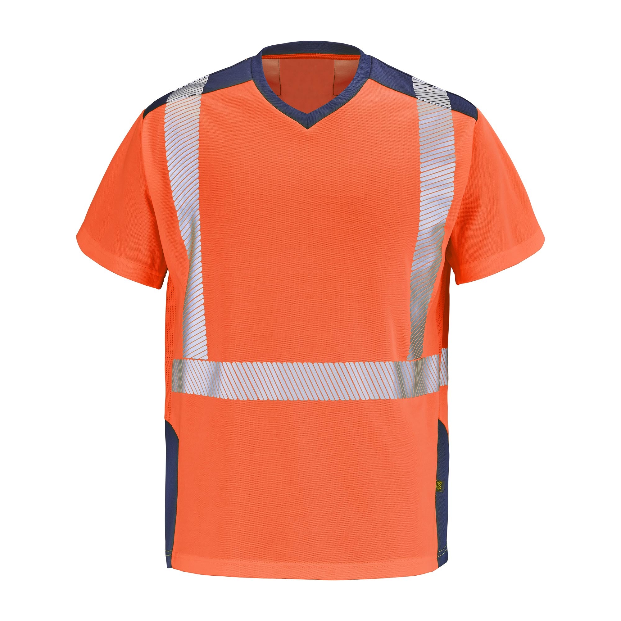 Tee-shirt GHARBI Orange Fluo / Bleu Marine Haute Visibilité de la marque Cepovett Safety - Photo 3/4