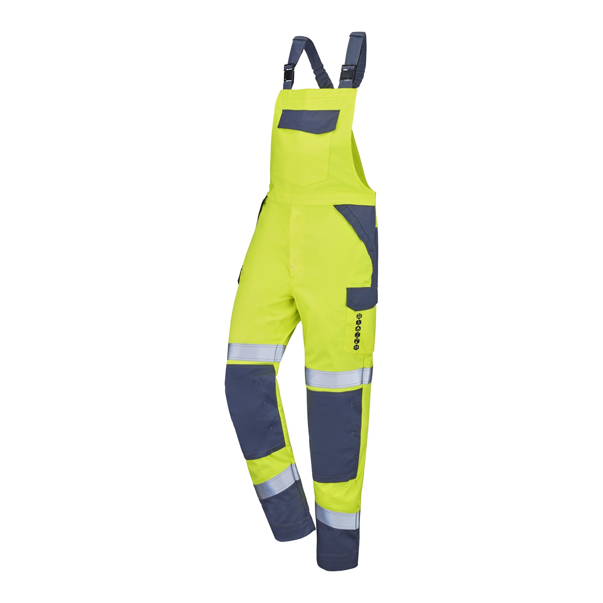 Cotte à bretelles ONAS Jaune Fluo / Bleu Marine Multirisques de la marque Cepovett Safety - Photo 3/4