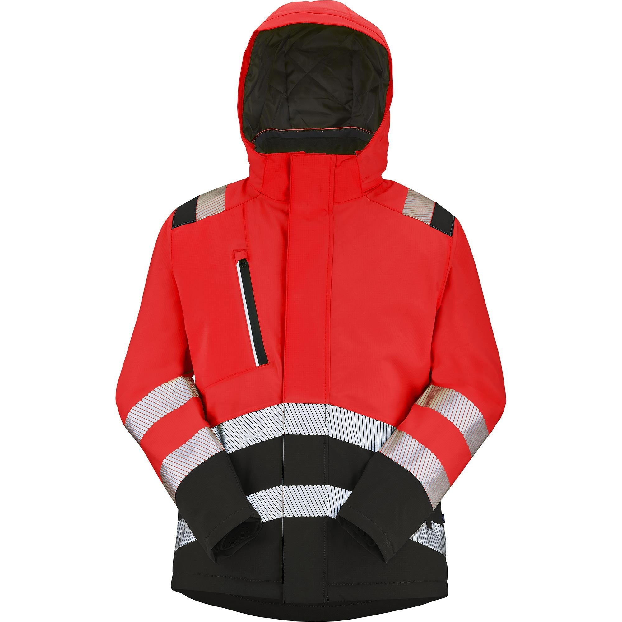 Parka PETRA Rouge Fluo / Noir Haute Visibilité de la marque Cepovett Safety - Photo face