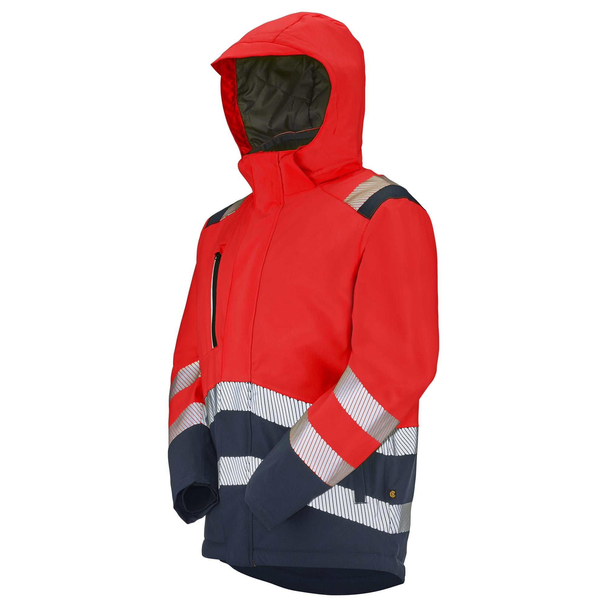 Parka PETRA Rouge Fluo / Navy Haute Visibilité de la marque Cepovett Safety - Photo 3/4