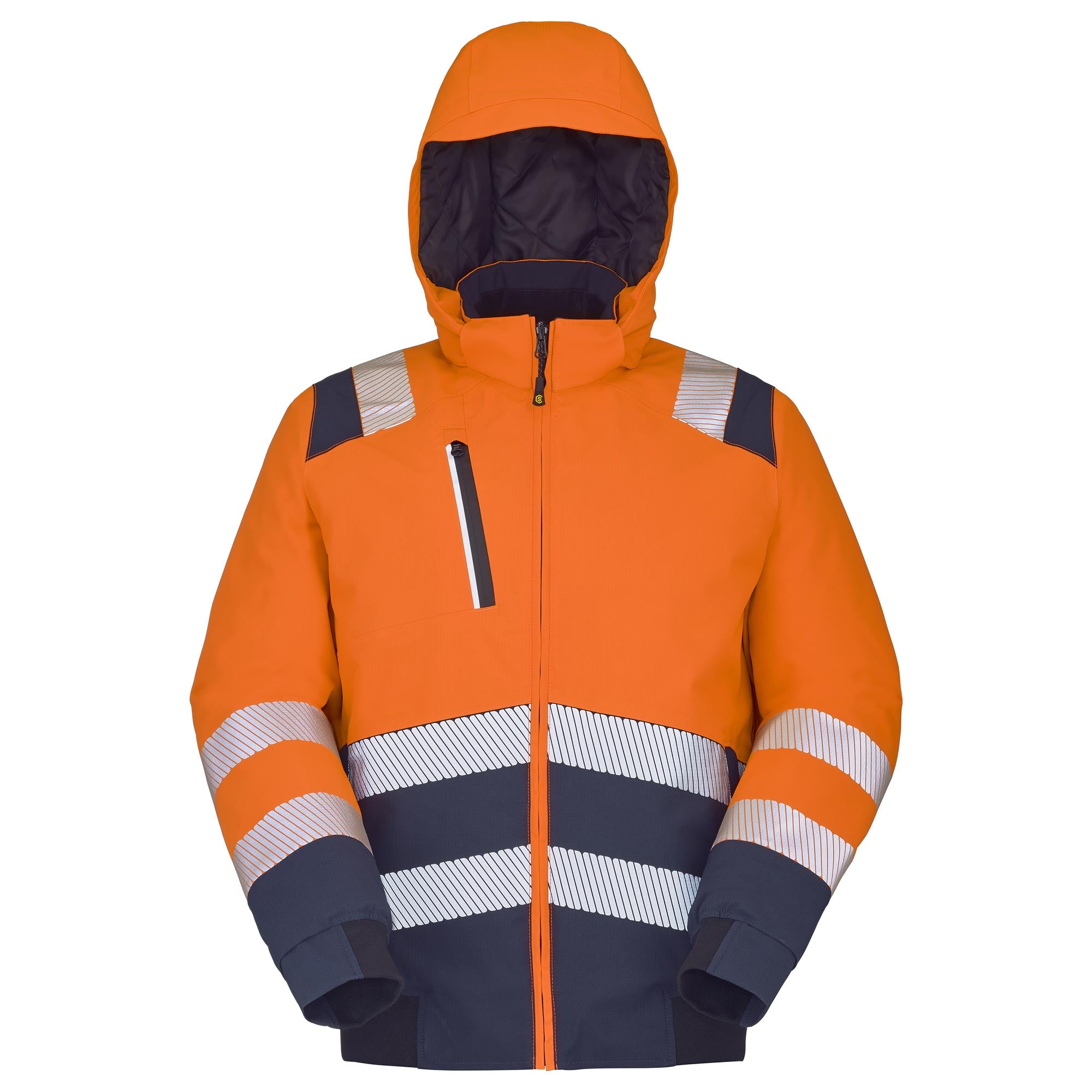 Blouson haute visibilité RILA Orange Fluo / Bleu Marine de la marque Cepovett Safety - Photo face