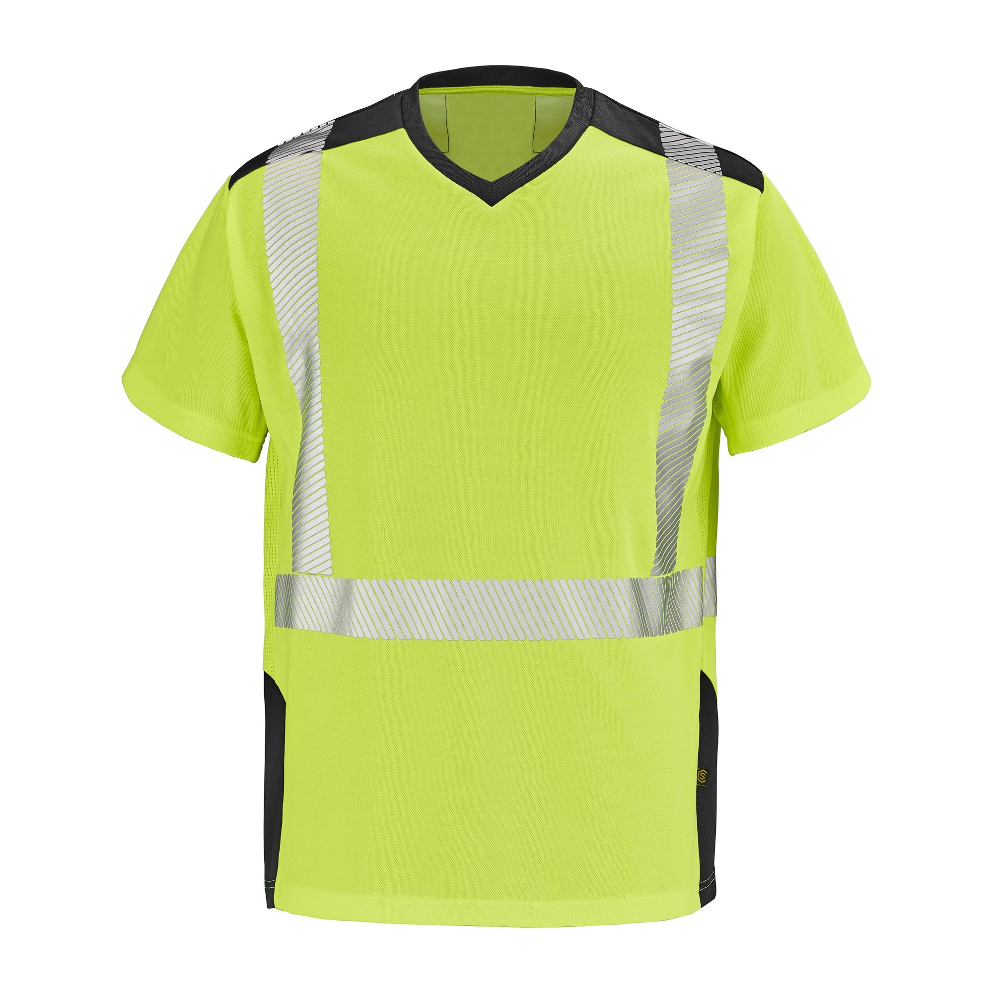 Tee-shirt SIROCCO Jaune Fluo / Noir Haute Visibilité de la marque Cepovett Safety - Photo face