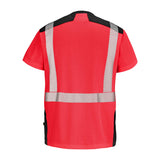 Tee-shirt SIROCCO Rouge Fluo / Noir Haute Visibilité de la marque Cepovett Safety - Photo dos