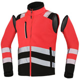 Softshell TATRAS XP Rouge Fluo / Noir Haute Visibilité de la marque Cepovett Safety avec les manches détachées