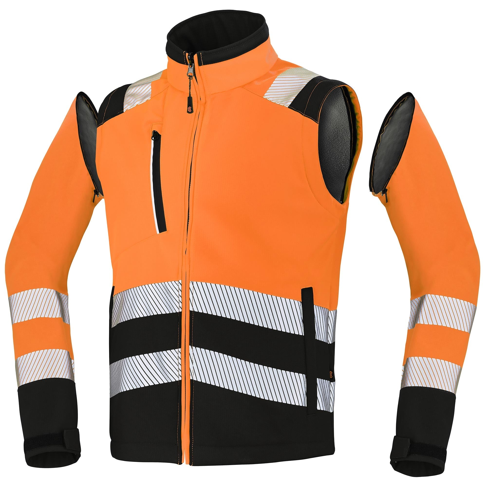 Softshell TATRAS XP Orange Fluo / Noir Haute Visibilité de la marque Cepovett Safety avec les manches détachées