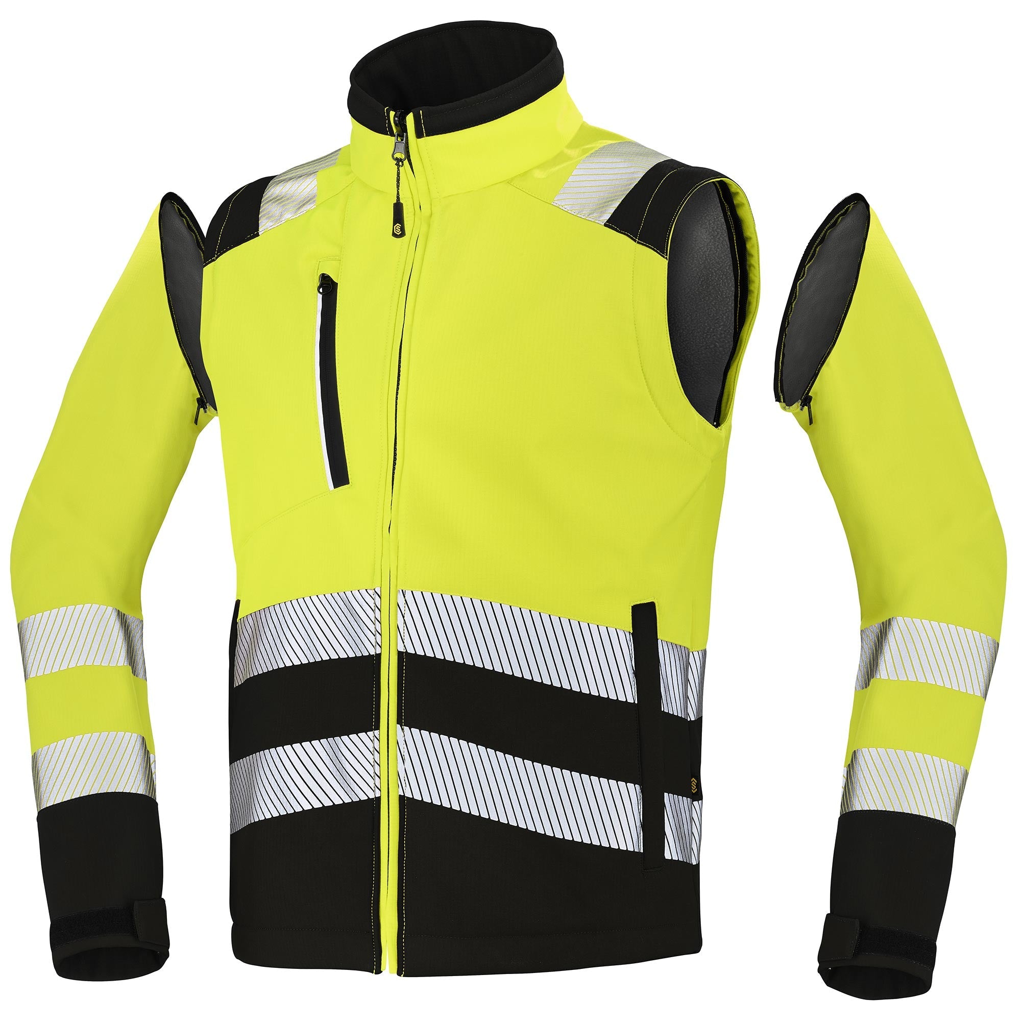 Softshell TATRAS XP Jaune Fluo / Noir Haute Visibilité de la marque Cepovett Safety avec les manches détachées