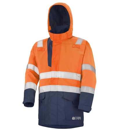 Orange Fluo und Navy Multirisk Parka INTEMPERIES ACCESS