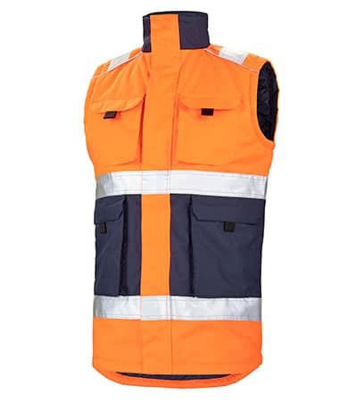 Orange Fluo und Marineblau Unisex Bodywarmer FLUO TECH