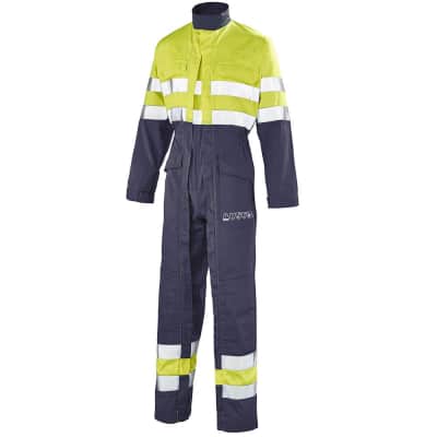 Combinaison de travail jaune fluo Cepovett safety 2 Zip SILVER TECH 350 FR